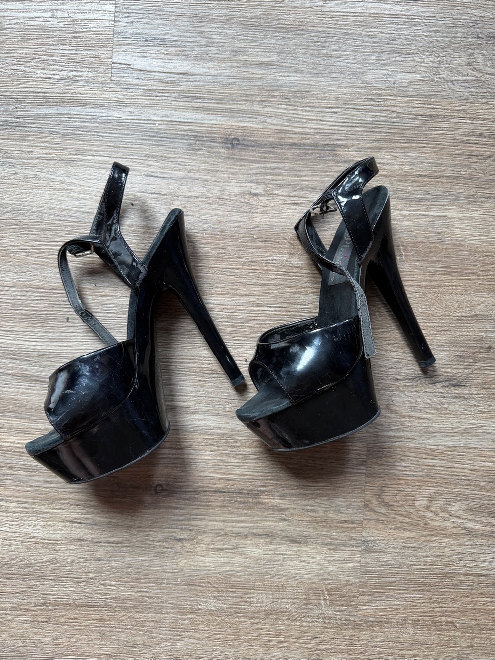 Pleaser Black Patent Platform Heels